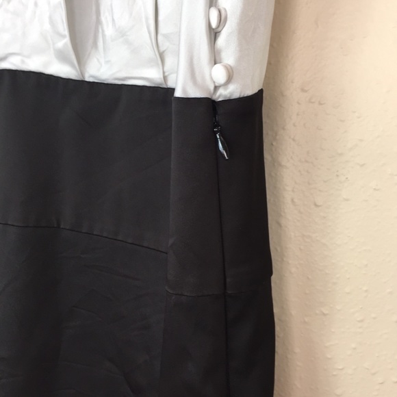 BCBG MaxAzria Silk Halter Dress White Black Sz 10 - Picture 3 of 8